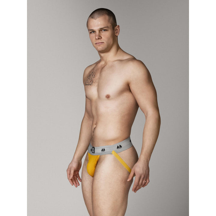 MM THE ORIGINAL JOCKSTRAP UNDERWEAR GOLD/GREY 2 INCH