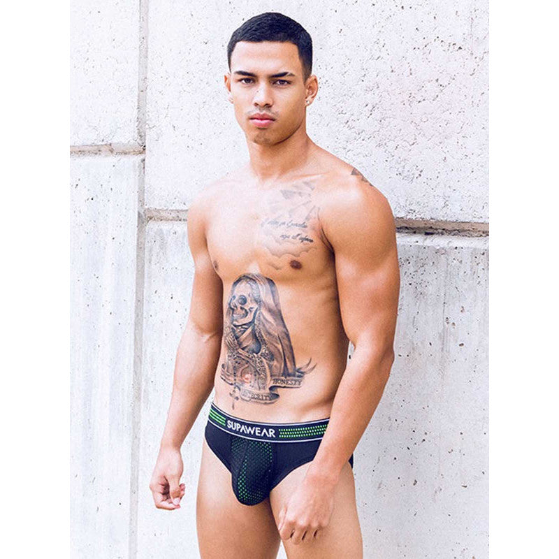 SUPAWEAR NEON MESH BRIEF UNDERWEAR - NEON GREEN