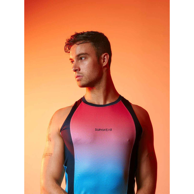 SUPAWEAR SPR PERFORMANCE GRADIENT SINGLET TANK TOP RAINBOW
