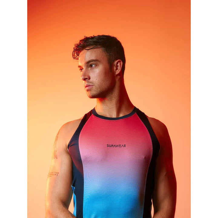 SUPAWEAR SPR PERFORMANCE GRADIENT SINGLET TANK TOP RAINBOW